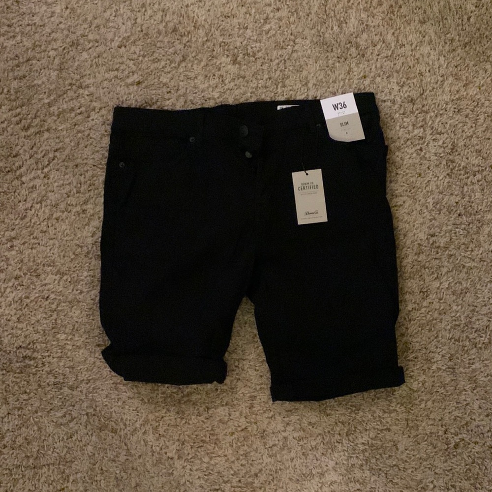 NWT Primark Men’s Black Jean Shorts Slim